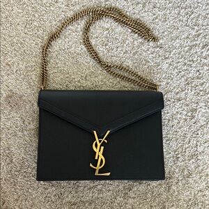 Authentic Yves Saint Laurent Black and Gold Shoulder Bag